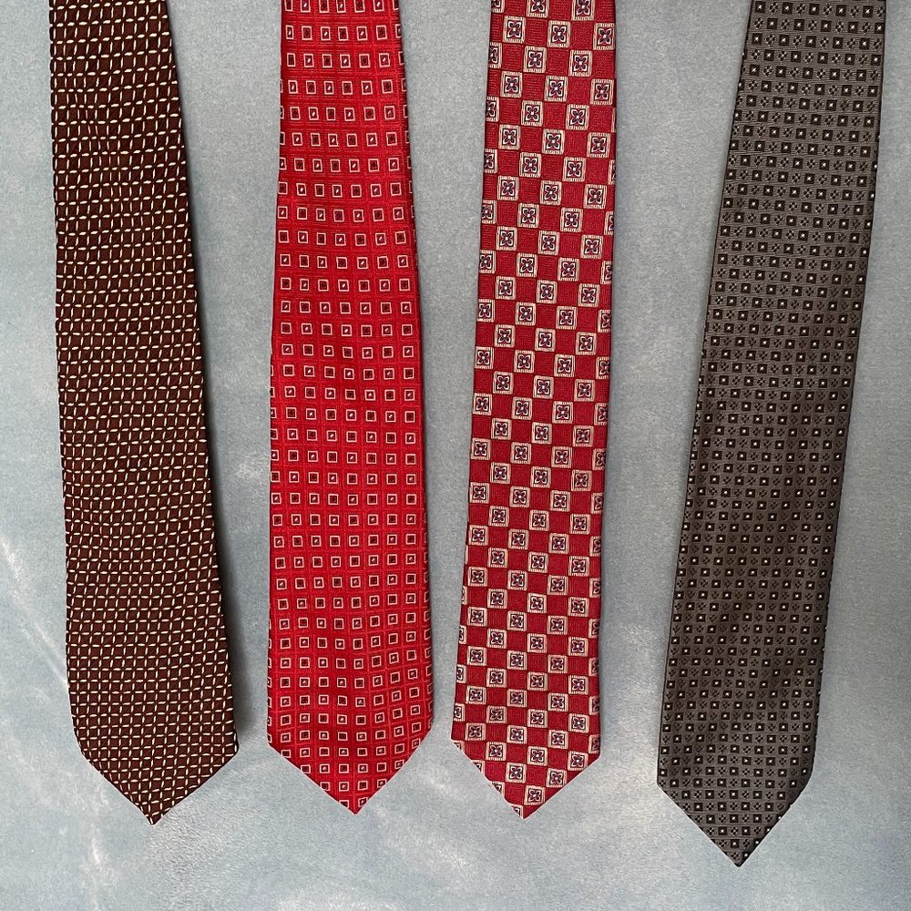 Bundle of 4. 3 Made in Italy and 1 Made in the USA 100% Silk Neckties.